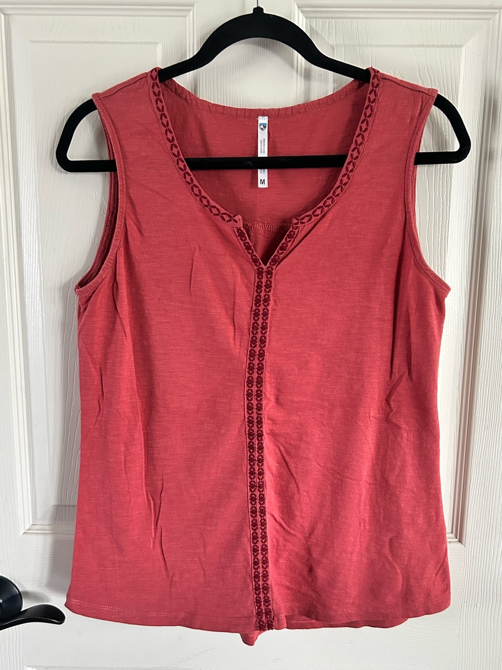 Kuhl Women's Burnt Orange Sleeveless Embroidered Tank Top Sz Medium Read Flaws